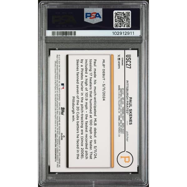 Paul Skenes 2024 Topps Chrome Update Baseball Rookie Card #USC27 Graded PSA 10 - 8' x 11' - Bed Bath & Beyond - 43008881 Paul Skenes 2024 Topps Chrome Update Baseball Rookie Card #USC27 Graded PSA 10 - 8' x 11' - Bed Bath & Beyond - 43008881