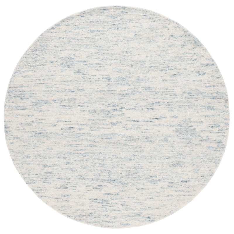 SAFAVIEH Handmade Ebony Bozhanka Modern & Contemporary Wool Rug - 6' Round - Ivory/Light Blue