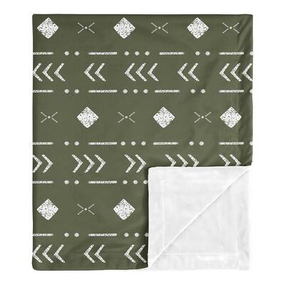 Hunter Green Boho Tribal Mudcloth Receiving Security Swaddle Blanket White Woodland Bohemian Southwest Geometric Arrow Aztec