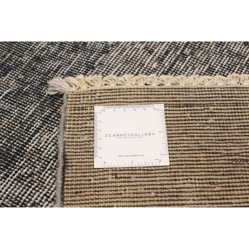 ECARPETGALLERY Hand-knotted Color Transition Dark Grey Wool Rug - 7'9 x 10'5