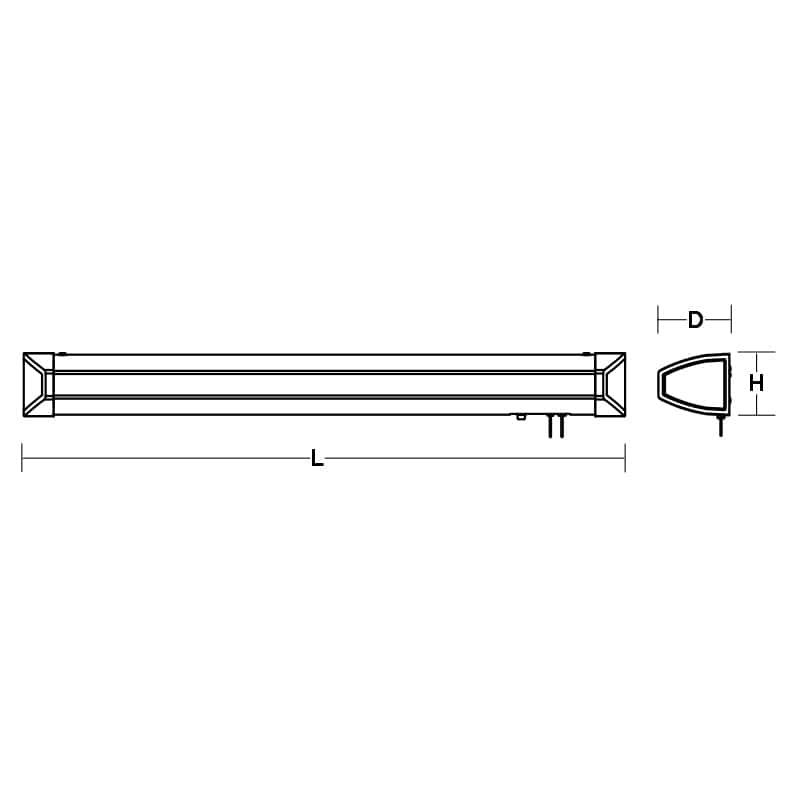 Ideal 52" Fluorescent Overbed Wall Light - 51.94"L x 6.25"Ext x 6.25"W x 5.38"H - 51.94"L x 6.25"Ext x 6.25"W x 5.38"H