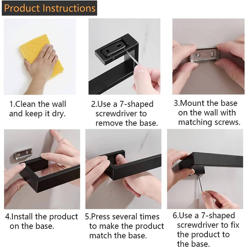 24 in. Square Wall Mounted Towel Bar Stainless Steel Towel Holder