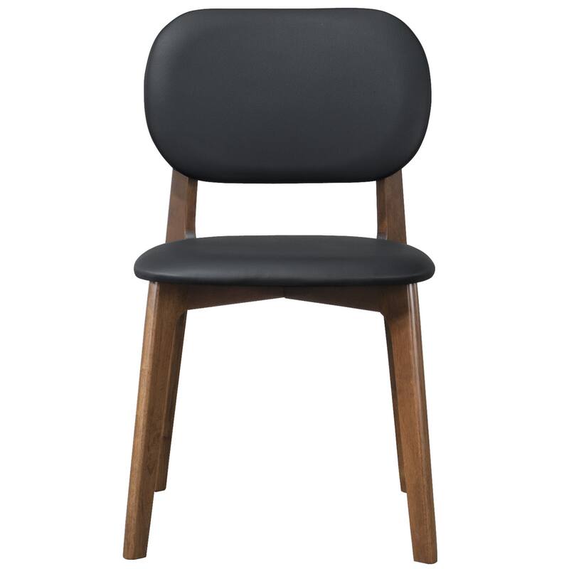 GDFStudio - Kelsey Mid-Century Modern Faux Leather Dining Chair with Solid Wood Base, Set of 2 - 21.1"W