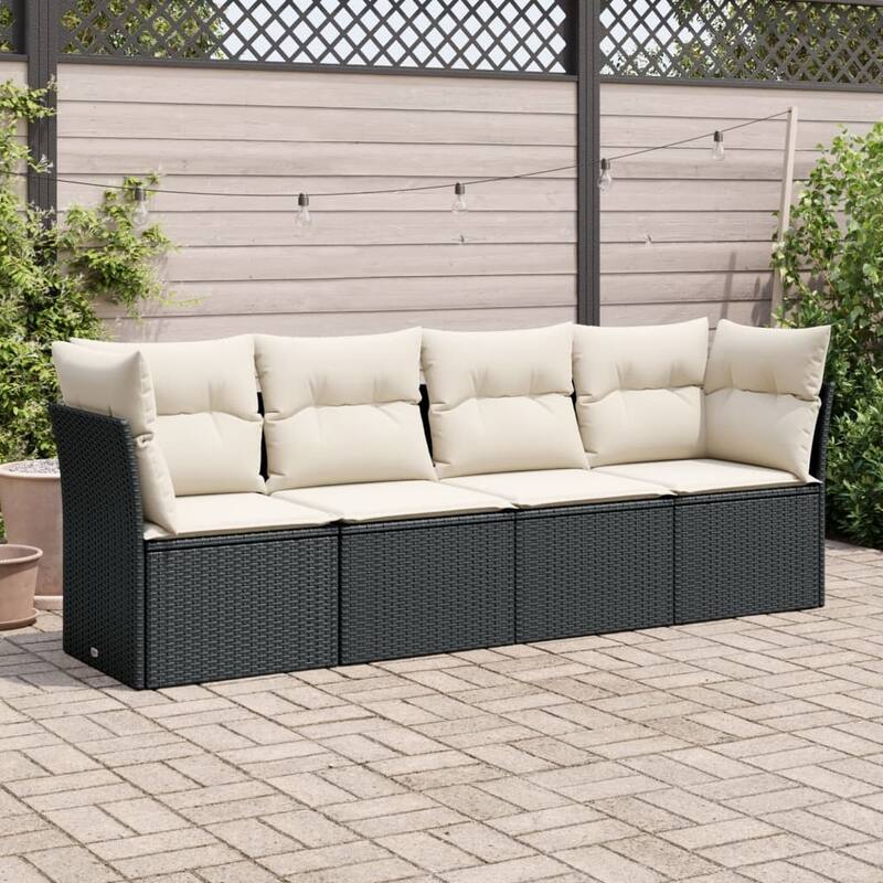 vidaXL Garden Sofa Set Black, Cream White - Black and cream Medium Without table