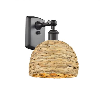 Innovations Lighting 516-1W-6-8 Woven Ratan Sconce Woven Ratan 6" Tall