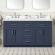 preview thumbnail 83 of 127, Bailey Bathroom Vanity with Power Bar 60" - Midnight Blue with Brushed Nickel Hardware