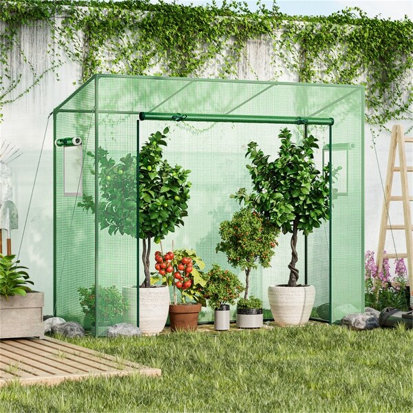 Outdoor Mini Greenhouse Walk-In Garden Tent, with PE Cover for
