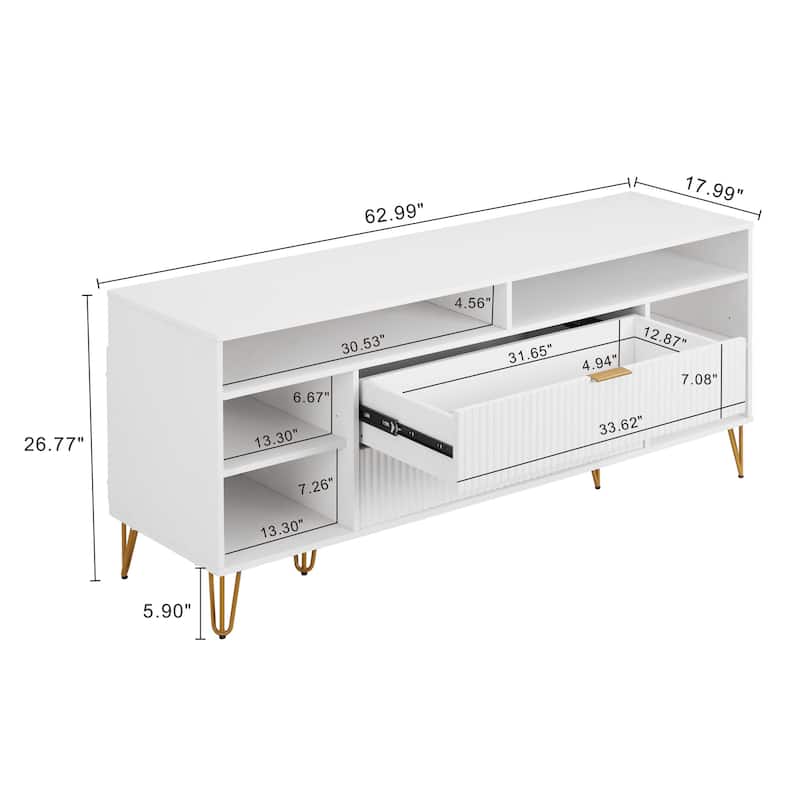 Manhattan Comfort Dumbo Mid-Century Modern TV Stand with 6 Shelves