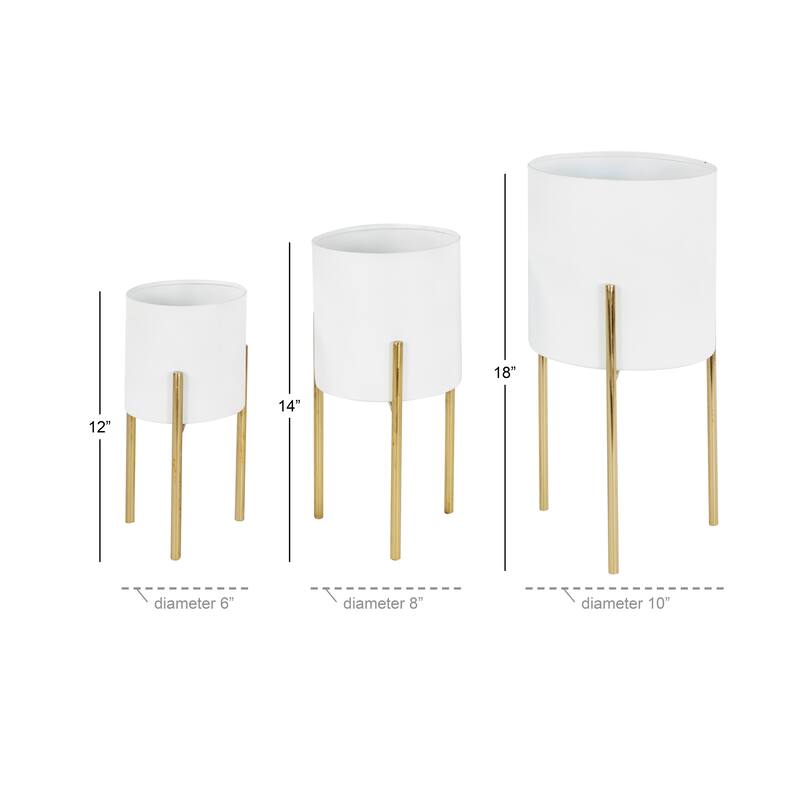 Gold Black White or Silver Iron Glam Contemporary Planter (Set of 3) - S/3 18", 14", 12"H