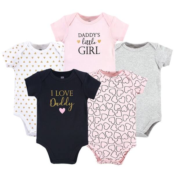 slide 1 of 1, Hudson Baby Infant Girl Cotton Bodysuits, Girl Daddy 5Pk 18-24 Months - Girl Daddy 5Pk