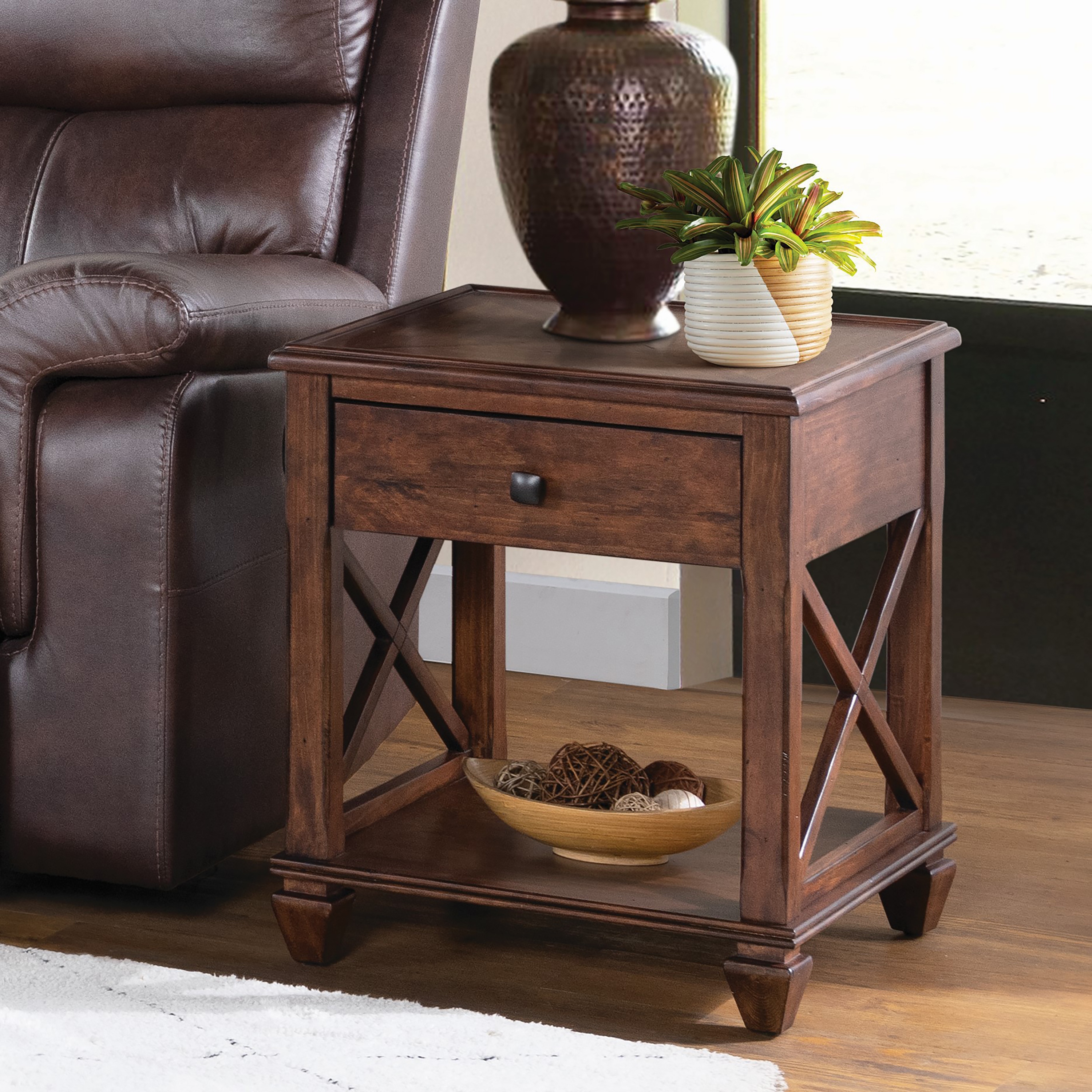 Dark cherry best sale wood end tables