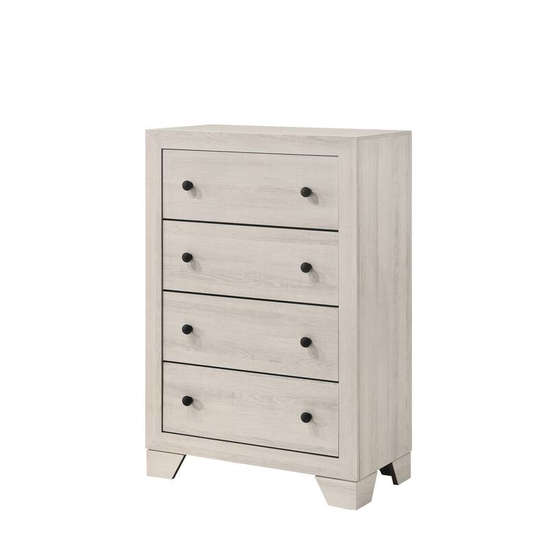 Rustic Four-Drawer Tall Storage Chest in White Wash Wood Finish