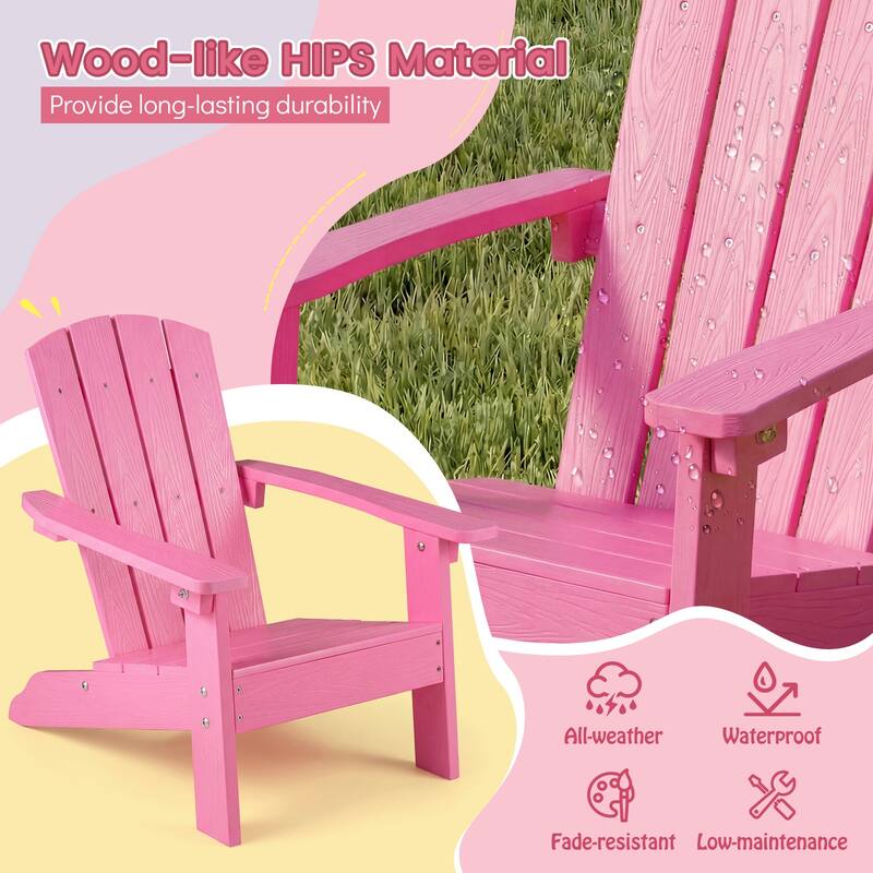 Gymax 2PCS Kid's Adirondack Chair All-Weather HDPE Toddler Lawn Chair