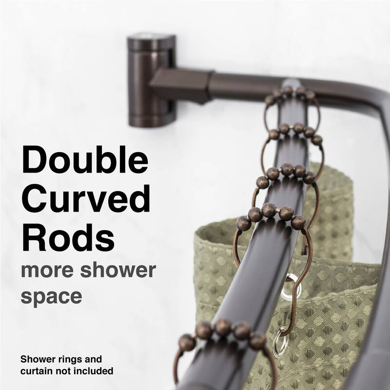 Double Curved Shower Curtain Rod Adjustable 44 to 70 inches by JS Jackson Supplies