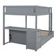 preview thumbnail 12 of 15, Full-Over-Full Bunk Bed Trundle, Desk, USB Ports, Drawers - Gray