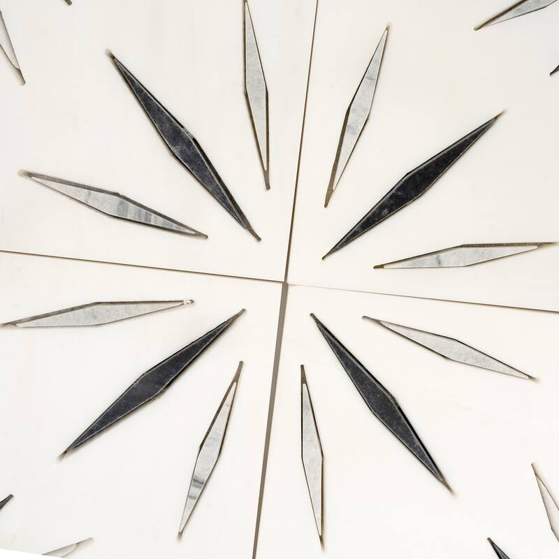 Artisana 12x12 in. Honed Dolomite, Ice Grey, Ania Black Starburst Mosaic Wall and Floor Tile (5 sq ft/case, 5-Pack)