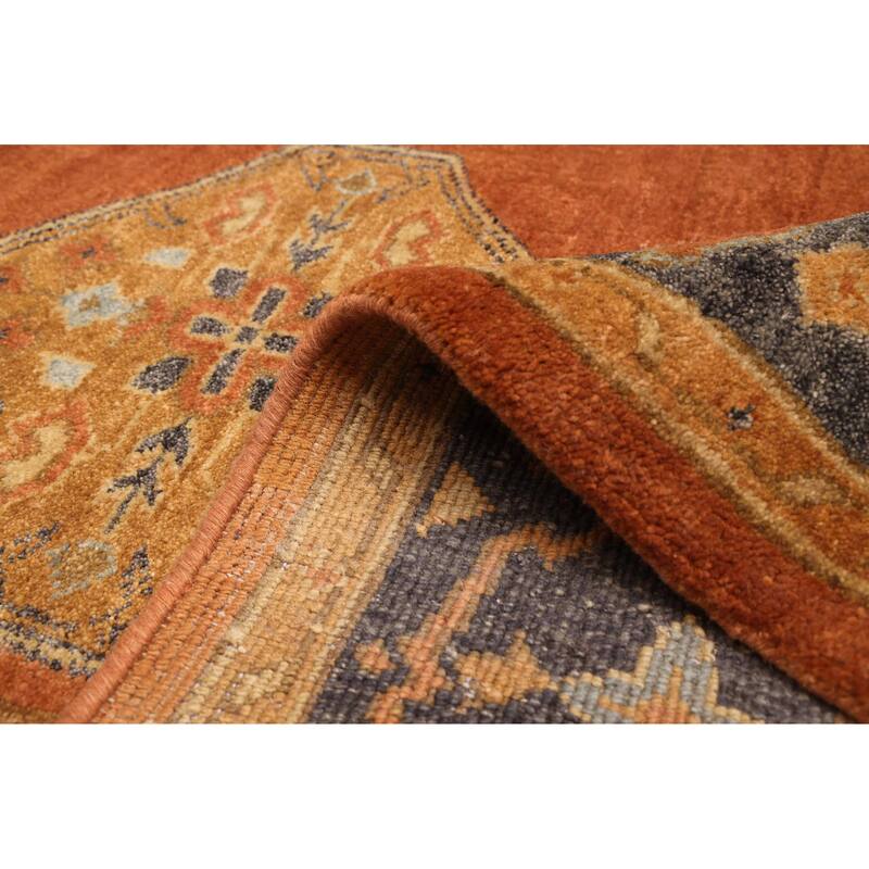 ECARPETGALLERY Hand-knotted Finest Agra Jaipur Copper Wool Rug - 7'10 x 9'9