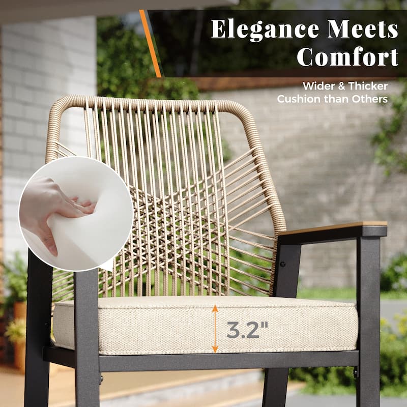 Outdoor Patio 3-piece Bar Counter Height Stool Bistro Set with Table for Backyard, Deck, Porch
