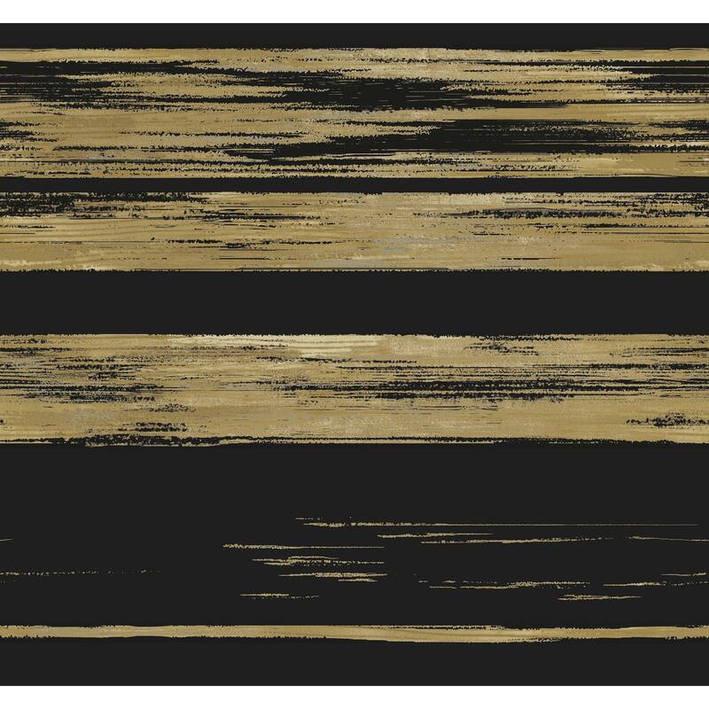 Kemper, Horizontal Dry Brush Wallpaper, 27 in x 27 ft = 60.75 sq ft, Wallpaper Roll - Black/Gold