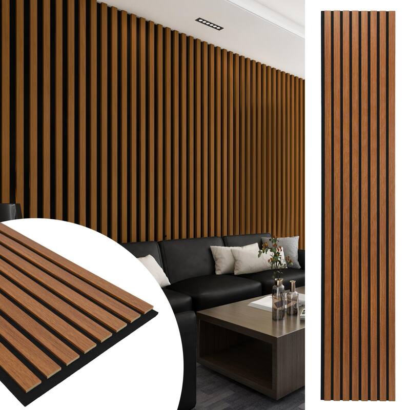4 Panels 93"x12" MDF Slat 3D Wall Paneling Cover 31 Sq.Ft. - N/A
