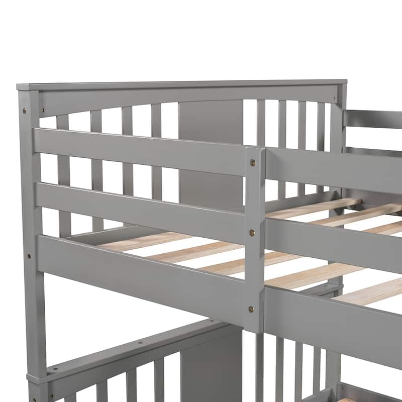 Full Over Full Bunk Bed Convertible 2 Full-size Beds with Ladder