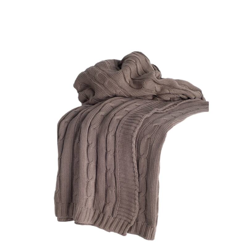 HomeRoots Brown Knitted 100% Cotton Throw Blanket