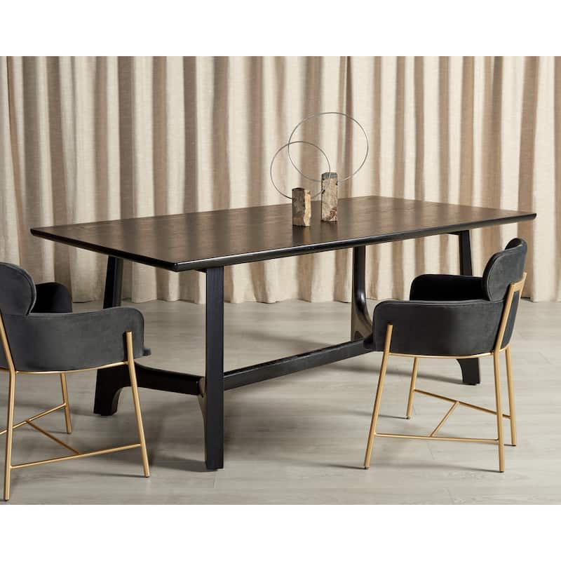 SAFAVIEH Couture Zakira Wood Rectangle Dining Table - 76 In W x 40 In D x 30 In H - 76Wx40Dx30H - Black