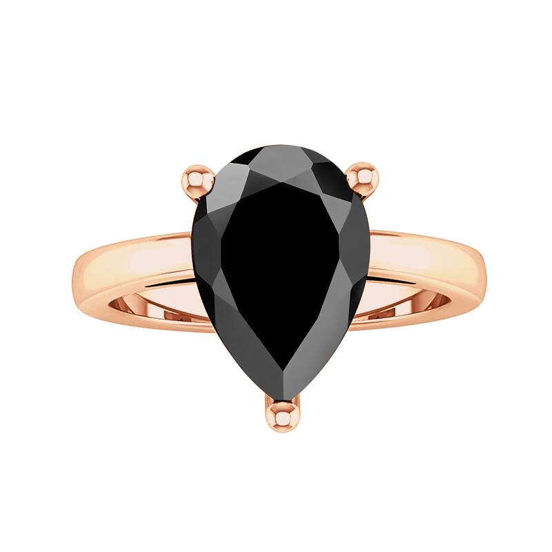 Auriya 4 3/8ctw Pear Shaped Solitaire Black Diamond Ring 14k Gold - Rose - 9