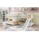 preview thumbnail 5 of 7, White Full and Twin Size L-Shaped Bunk Bed with Slide and Short Ladder, 134''L*79.5''W*50.7''H, 185LBS