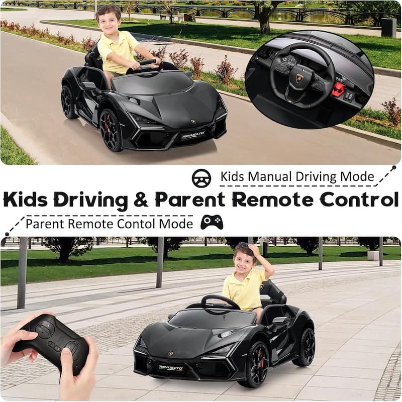 12V Kids Ride On Car, Licensed Lamborghini Revuelto Electric Car for Kids