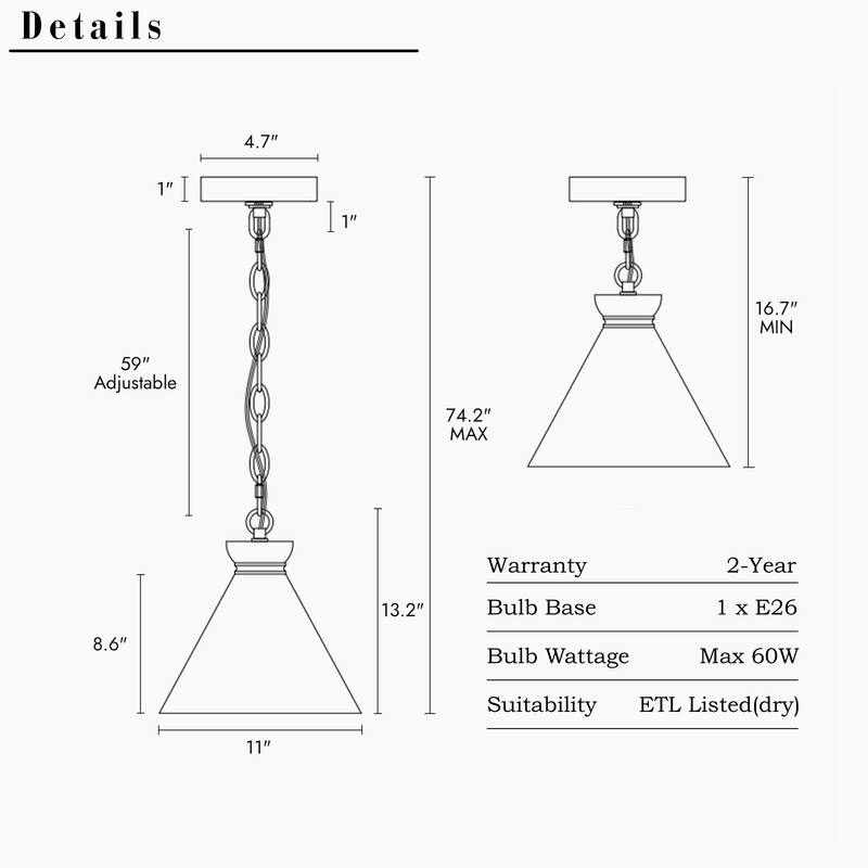 Modern Coastal Style 1-Light Large Pendant Light Fixture with Gradient Smoky Gray Semi-Transparent Glass for Dining Room