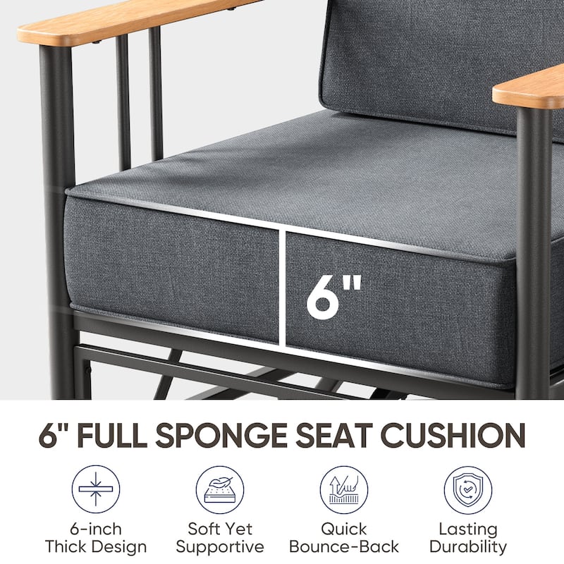 Puffin 4-Piece Metal Frame Outdoor Swivel Gliding Chairs with 6-Inch Cushions and Ottomans