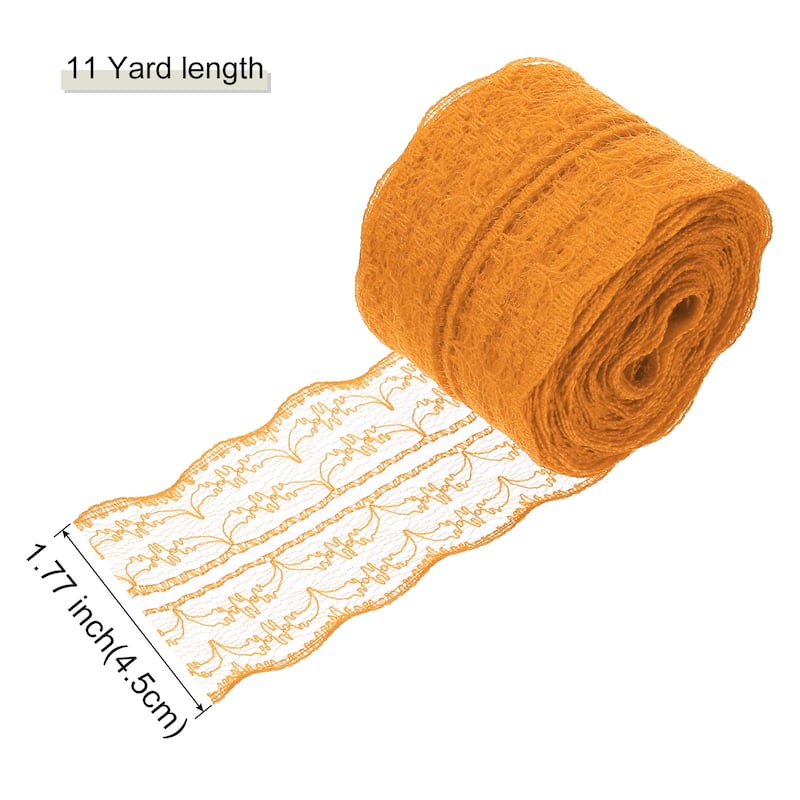 1.8 Inch Wide 11 Yard Lace Ribbon Floral Pattern Red Lace Trim Ribbon - Orange