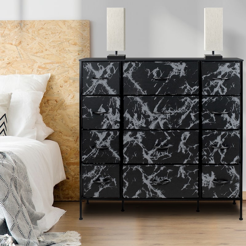Dresser w/ 12 Drawers - Furniture Storage Chest Tower Unit for Bedroom