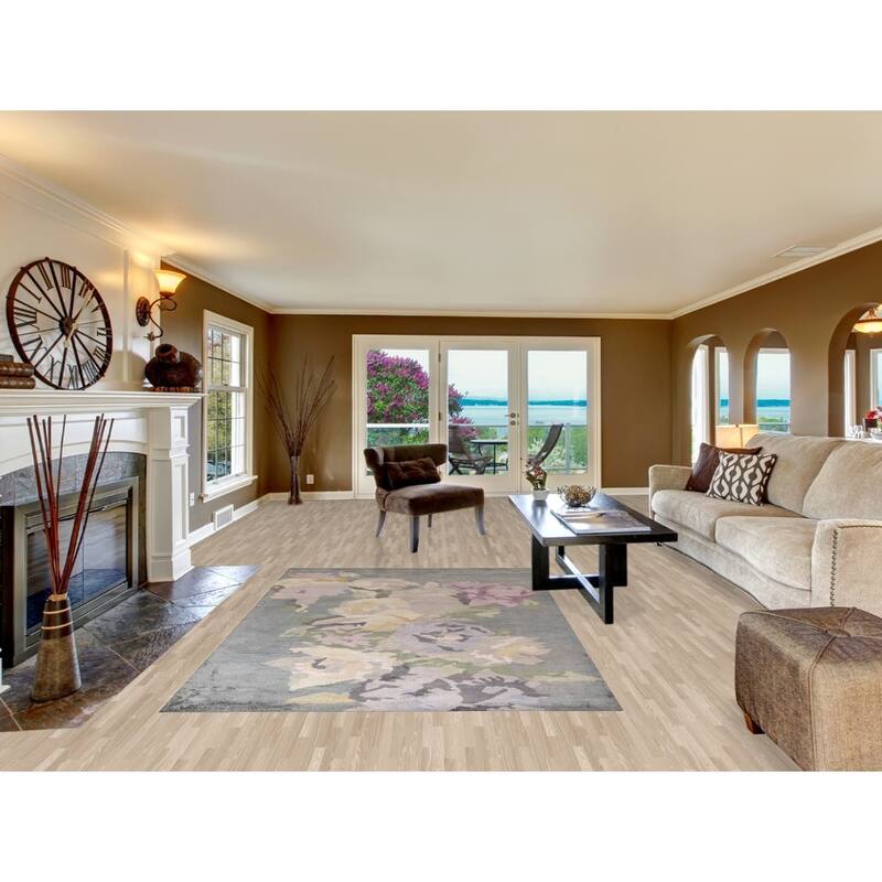 Handmade Gray Abstract Indian Area Rug Oriental Wool & Silk Carpet - 5'5"x 8'4"