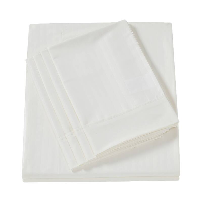Sweet Home Collection 6 Piece Embossed Dobby Stripe Sheet Set, Double Brushed Microfiber