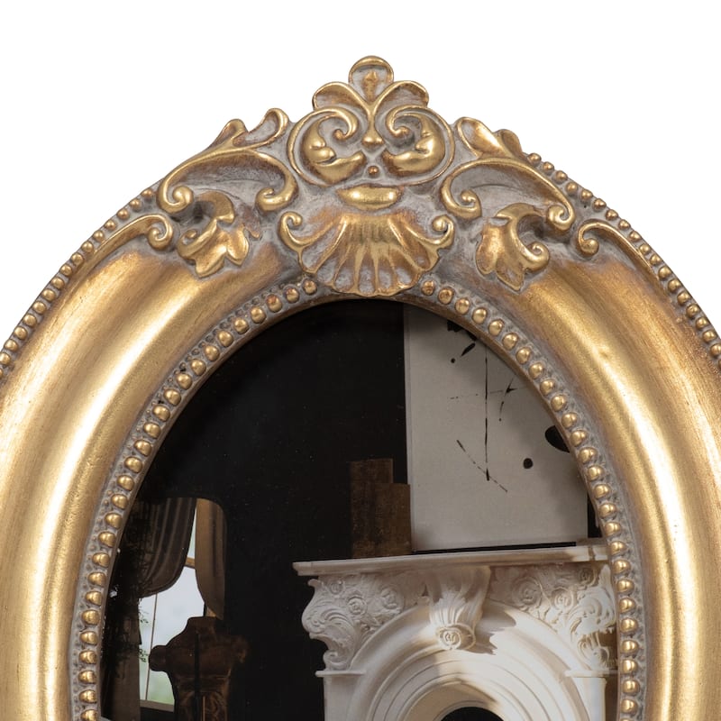 Sagebrook Home Elegant Gold Resin 4x6 Round Applique Photo Frame Glass Display, Classic Home Decor Accent