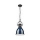preview thumbnail 2 of 0, Yep by Golden Lighting Duncan 1-light 9in Chain Hung Pendant in Matte Black and Navy Blue shade