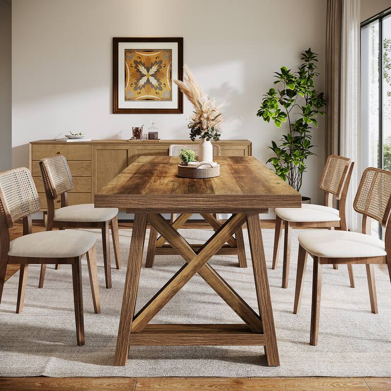 63 Inch Brown Dining Table for Kitchen / Dining Room / Living Room - 62.99" L x 31.5" W x 30.71" H