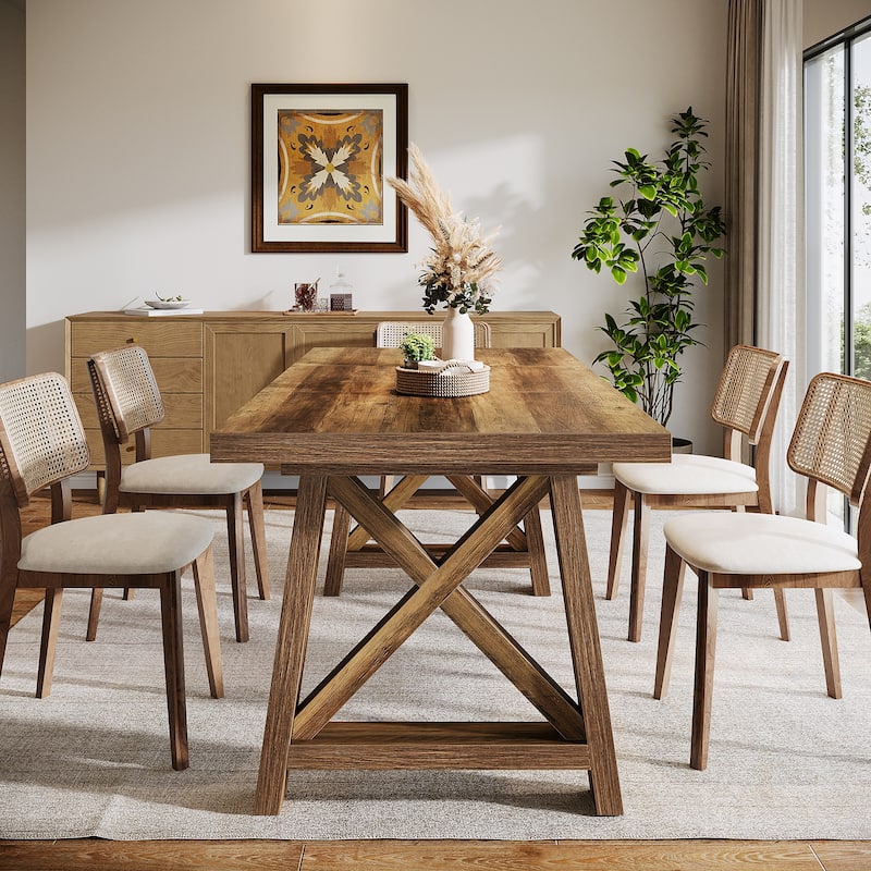 63 Inch Farmhouse Dining Table for Kitchen / Dining Room - 62.99" L x 31.5" W x 30.71" H