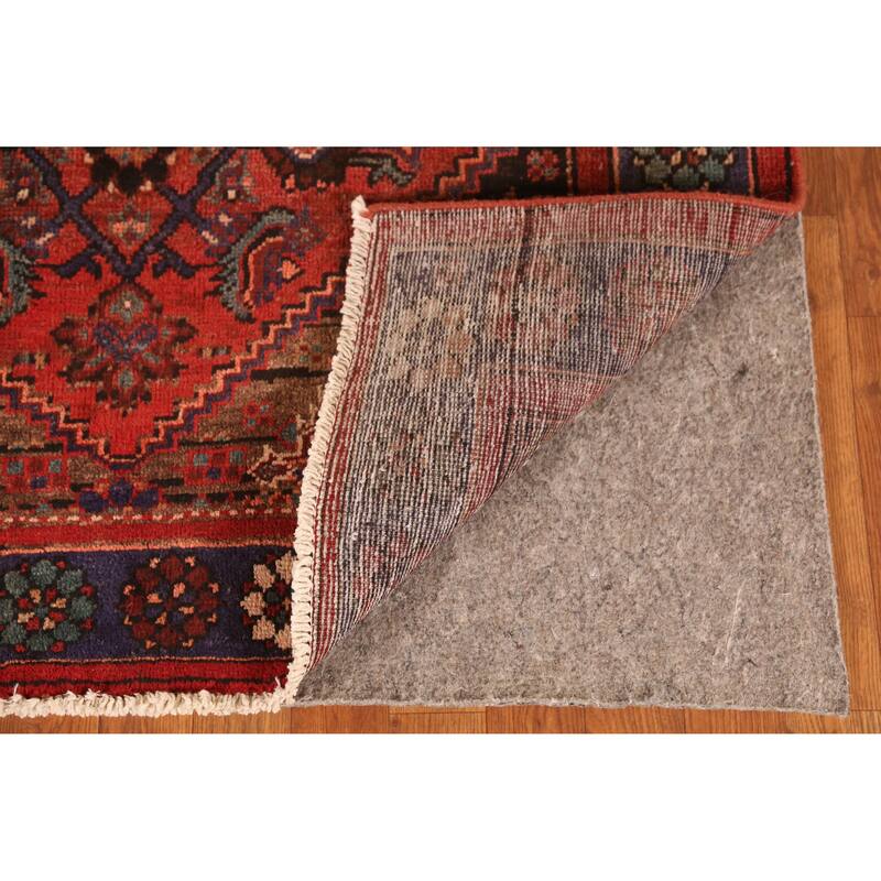 Red Hamedan Persian Vintage Rug Handmade Wool Carpet - 4'1" x 7'1"