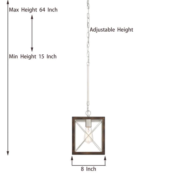 Acroma 1-light Farmhouse Rustic Rectangle Kitchen Island Pendant Light - 8 inches