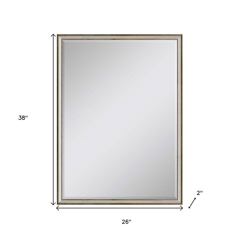 HomeRoots 38" Silver Wood Accent Mirror - 26.00 in. x 38.00 in. x 2.00 in.
