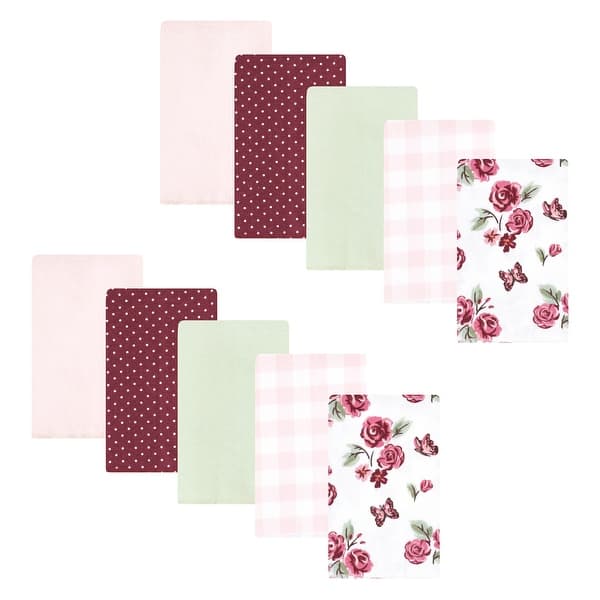 slide 1 of 1, Hudson Baby Infant Girl Flannel Burp Cloth 10pk, Sweet Roses, One Size - Sweet Roses 10 Pack - One Size One Size - Sweet Roses 10 Pack