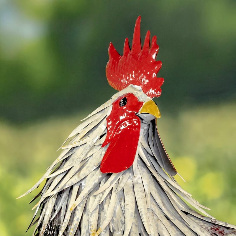 28" Tall Painted Iron Rooster Decoration "Brooks"