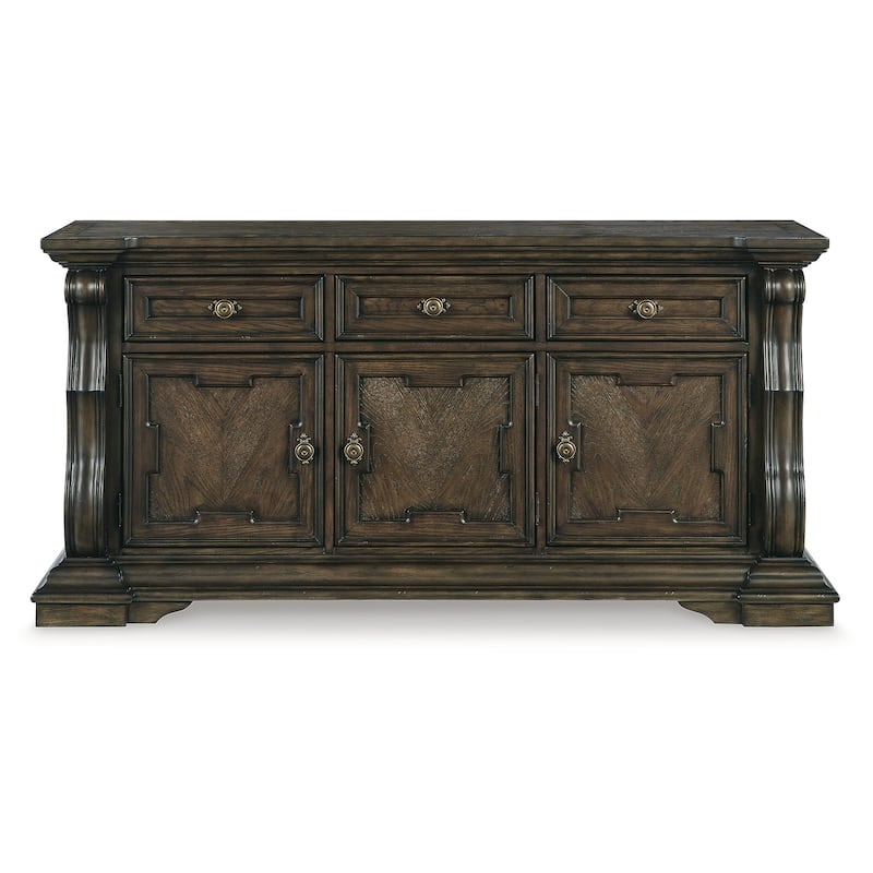 Signature Design by Ashley Maylee Dark Brown Dining Buffet - 71.63" W x 20.75" D x 34.38" H