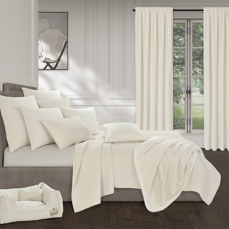 Townsend Velvet Window Panel - 108 Inches - Ivory