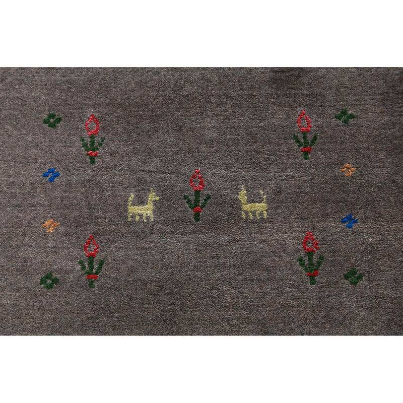 Hand Knotted Oriental 100% Wool Carpet Tribal Animal Pictorial Greys & Charcoal Gabbeh Area Rug - 10' 1'' X 8' 5''