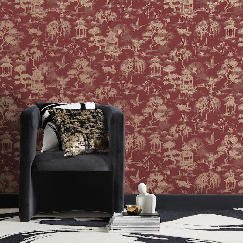 Fine Decor Nikolai Ruby Chinoiserie Wallpaper