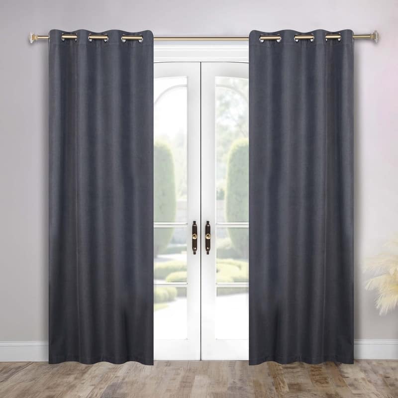 Superior Nyan 100% Blackout Grommet Curtains, Set of 2 Panels - 52" x84" - Charcoal